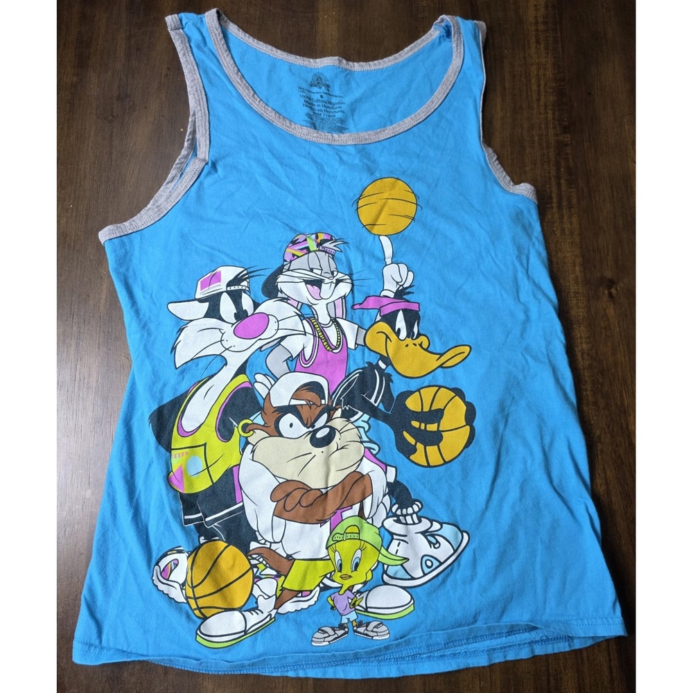 Looney Tunes Basketball Tank Top Small Blue Bugs Taz Tweety Sylvester